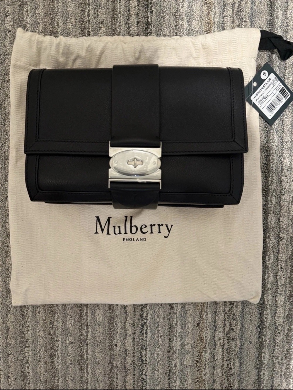 Mulberry Black Leather Crossbody with Silver-Tone Lock